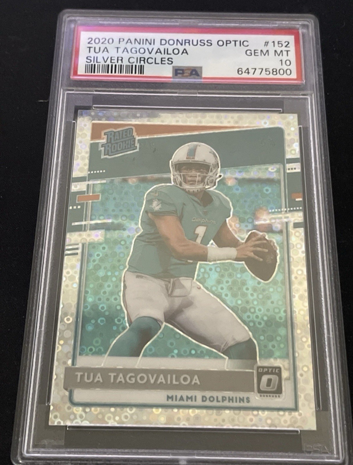 2020 PANINI DONRUSS OPTIC SILVER CIRCLES TUA TAGOVAILOA ROOKIE RC /125 PSA 10
