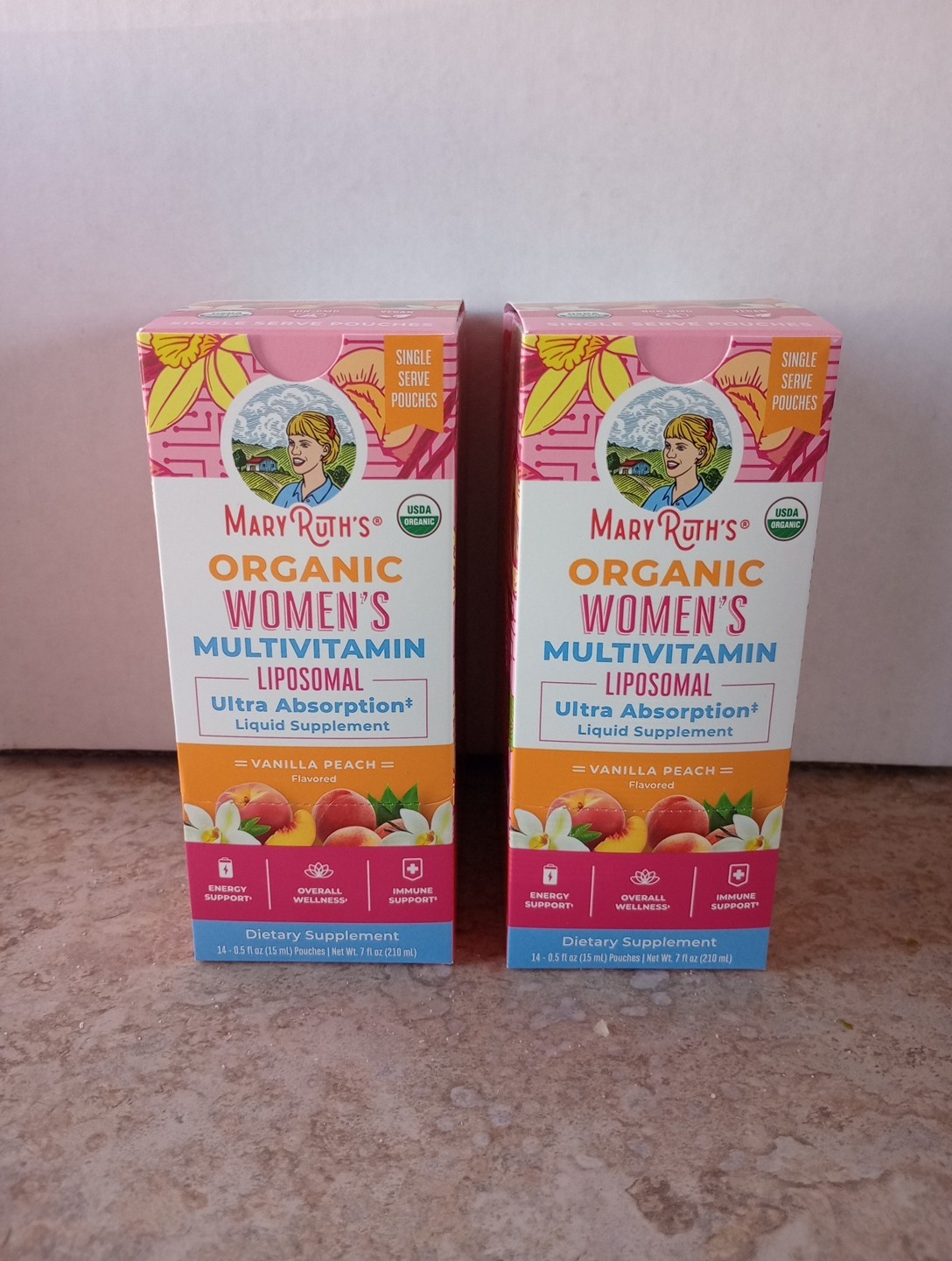 2 NEW Boxes Organic Women's Multivitamin Liposomal Vanilla Peach 14 Pouches .05