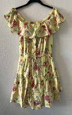 Ralph Lauren Womens Dress Size 4 Yellow Floral Off The Shoulder Boho Cottagecore