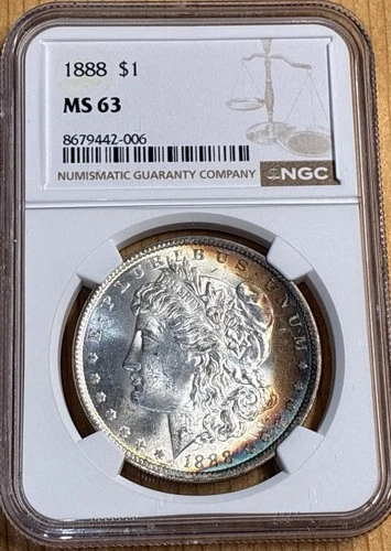 1888 Morgan Silver Dollar NGC MS63 Rainbow Toned BOTH SIDES SEE PICTURES