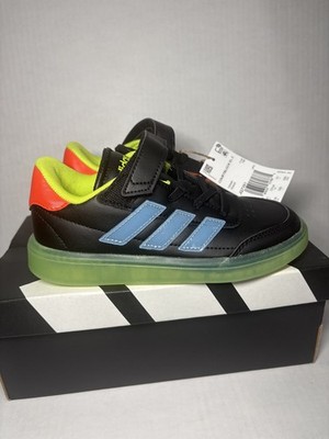 Adidas Courtblock EL C Kids Tennis Shoes Sz13K Black Neon Green