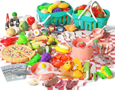 150Pcs Kitchen Playset, Toddlers Pretend Cooking Cookware Accessories, Food, Pic