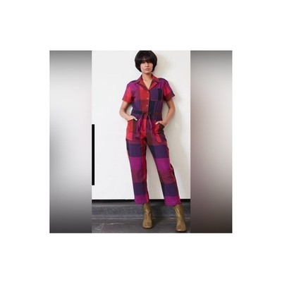 Rujuta Sheth Ray Jumpsuit Kinetic Chex Sz Small Romper Colorful 100% Cotton