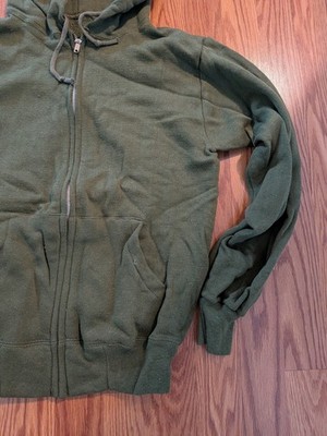 Vintage 60s army green zip hooded sweatshirt hoodie BEST metal zip