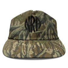 Vintage Mossy Oak Camo NRA National Rifle Association Snapback Hat Cap USA Made