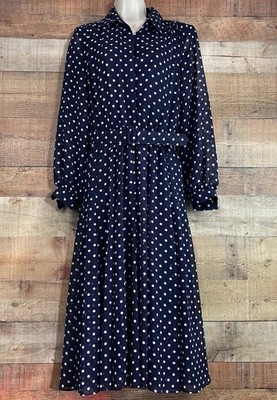 Damon's & Drapers  Blue And White Polka Vintage Dress Sz 6