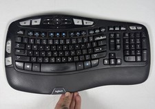 Logitech Wave K350 Y-R0053 Ergonomic Wireless Keyboard - Tested No Dongle