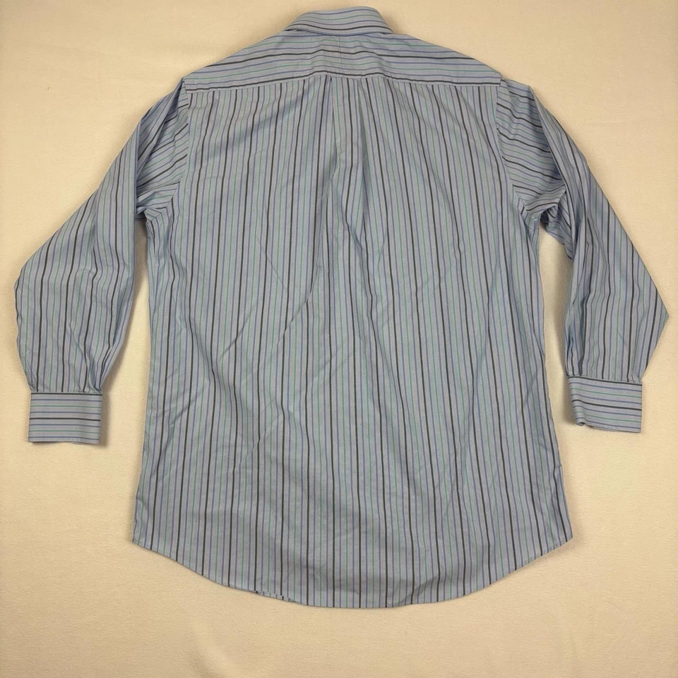 Camisa de vestir Stafford Excutive de tela ancha para hombre talla 16 32/33 azul sin hierro Foto 3 de 4