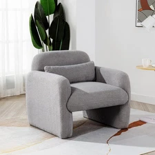 Single Armchair Sofa with Pillow, Teddy Velvet
