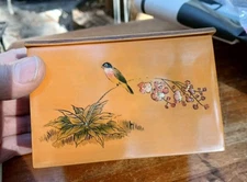 Vintage Wood Box CIGARETTE DISPENSER With POP UP  Chinese Laminated Bamboo 