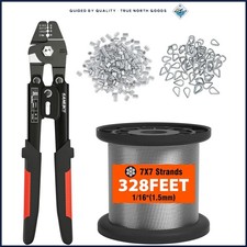 Heavy-Duty Crimping Tool Kit with 328ft Stainless Steel Cable and Accessories
