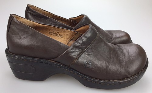 Born Women Brown Leather Slip on Clog 