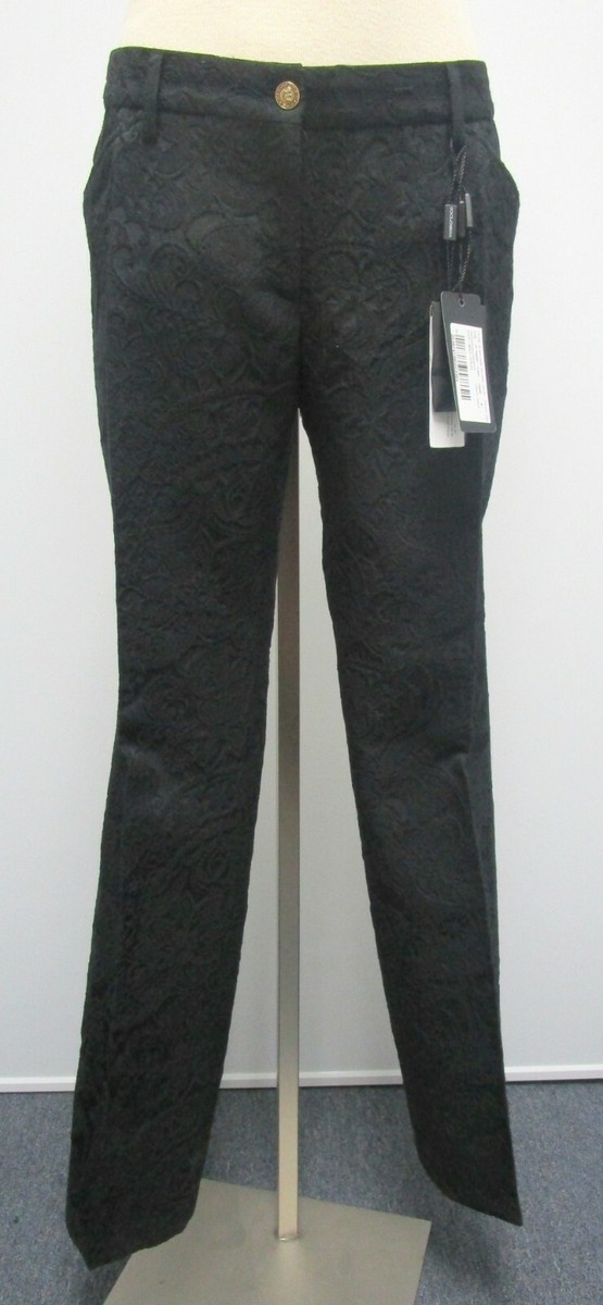 パンツ DOLCE & GABBANA Black Wool Blend Pant Flared wool gabardine pants in Black for Women