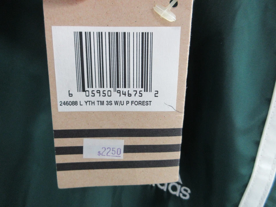 Nuevo con etiquetas Raro Años 90 Adidas Vintage Nylon Forrado Verde Pantalones de Pista Juveniles Grandes Foto 3 de 4