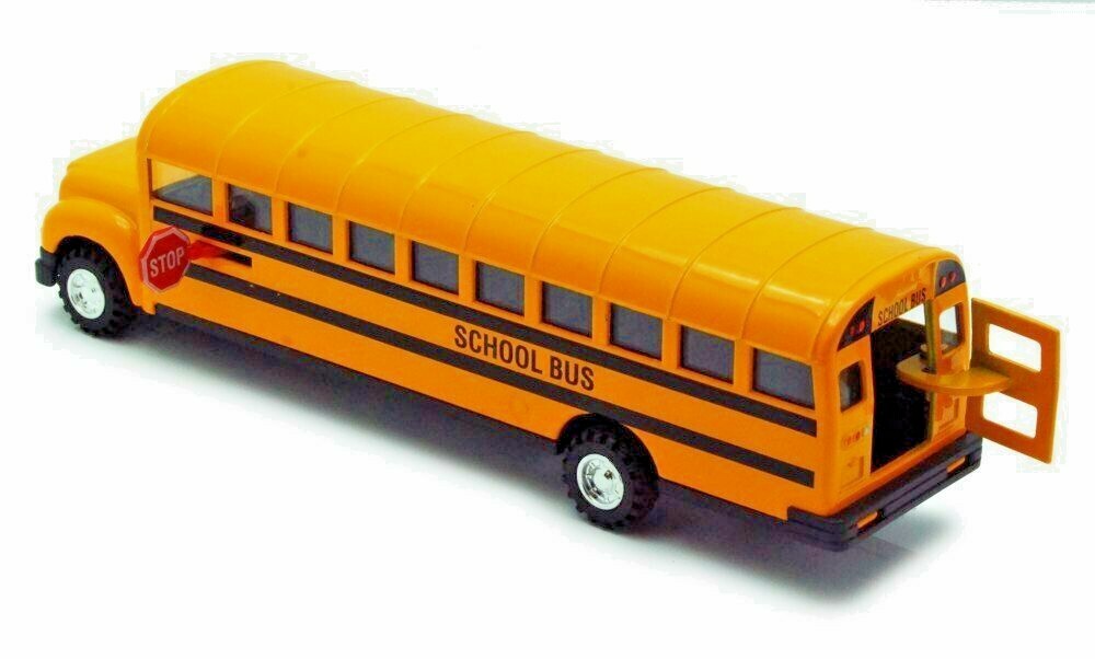 large Yellow School Bus Diecast Model pull back action openable doors 8.5 inch