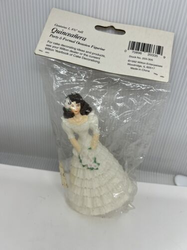 Vintage 1992 Wilton Quinceanera Cake Topper Party & Formal Figurine Ruffle Dress - Picture 1 of 3