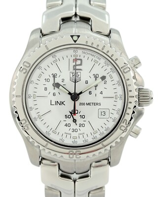 Tag Heuer 42mm Men's LINK Chronograph White Dial 200M Swiss Jumbo