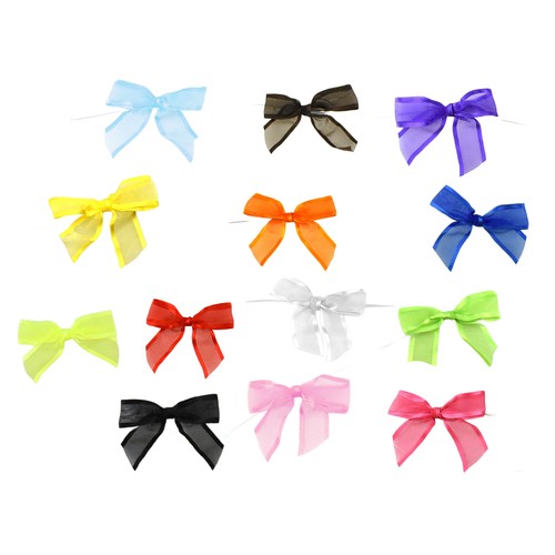 Sheer Satin Edge Twist Tie Bows, 3-1/4-inch, 100-count