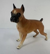 Vintage Boxer Dog Porcelain Figure  Brown Black