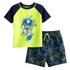 Disney Toy Story Swim Trunks Rash Guard Swimsuit Swim Shirt Set 3T 4T 5T Toddler