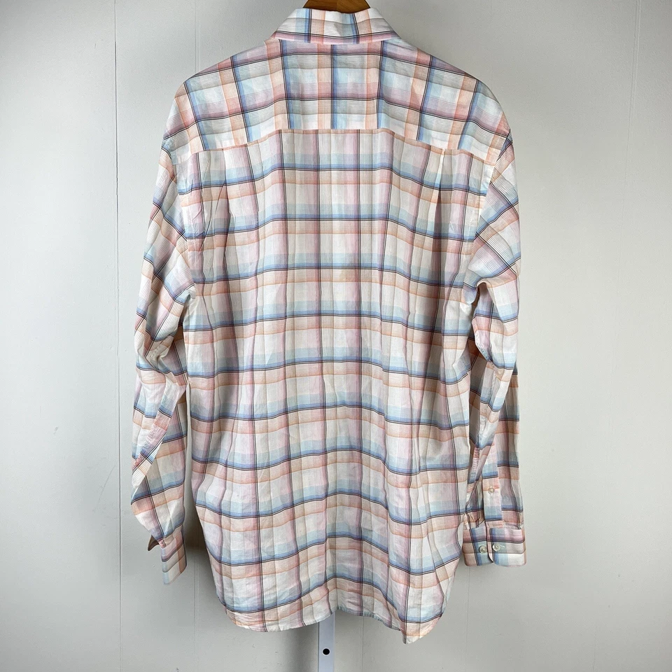 Hickey Freeman Multicolor Plaid Shirt Button Up Long Sleeve Mens Large - Image 4 of 4