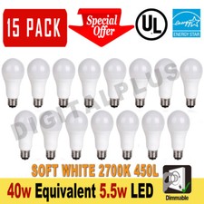 15 Pack 40w Replacement 5.5w LED Bulbs Soft White 2700k E26 Base High Quality