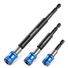 WORKPRO 3Pcs Drill Bit Extension Set, Magnetic Extender with Aluminum Sleeve