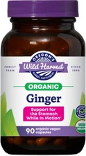 Organic Ginger Root Capsules Non GMO Vegan 90 Count Nutritional Support