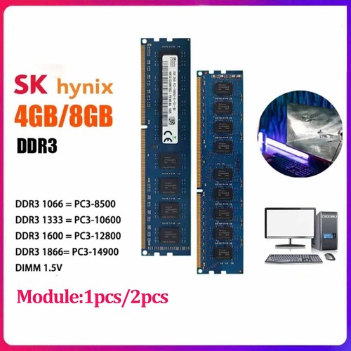 Hynix 4GB 8GB DDR3 1066 1333 1600 1866MHz Desktop RAM Memory DIMM 240 PIN Lot