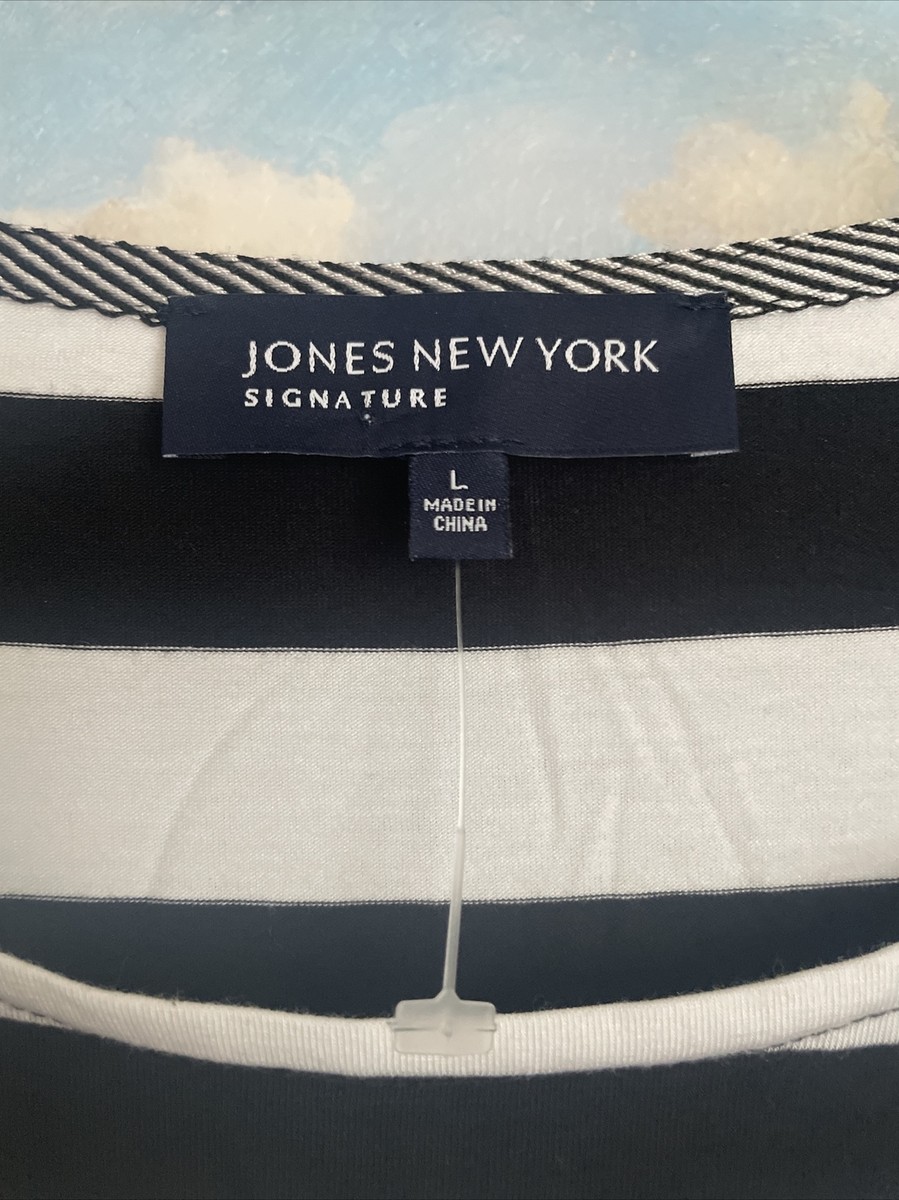 Jones New York Women's Sz L Tie Waist T-Shirt Dress Black