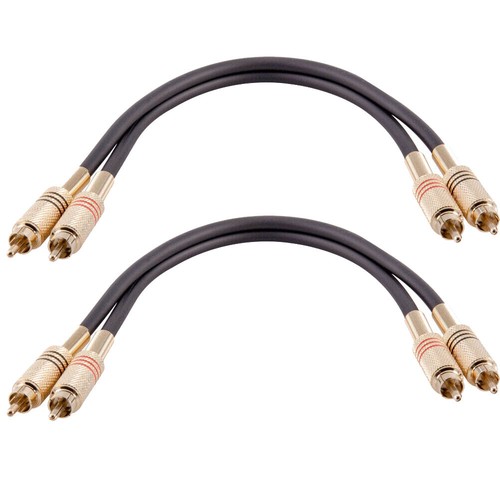 2Sets 1FT Gold-Plated 2-RCA Male to 2-RCA Male Stereo Audio Patch Cables USA - Picture 3 of 4