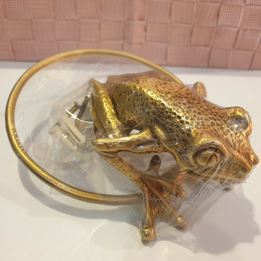 Brass Towel Napkin Ring Big Frog Figurine Bathroom Toilet Wall Hang ...