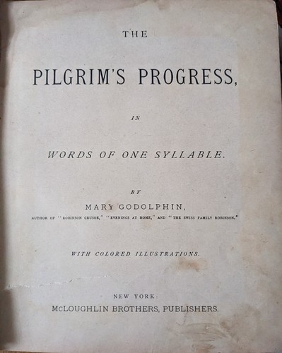 PILGRIMS PROGRESS IN WORDS OF ONE SYLLABLE JOHN BUNYAN MCLOUGHLIN BROS NY 1860S - Picture 2 of 8