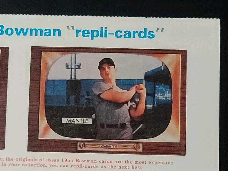 1985 BBC Magazine Inserir Painel de Cartão MICKEY MANTLE/ERNIE BANKS 1955 Bowman RP Mt - Imagem 2 de 4
