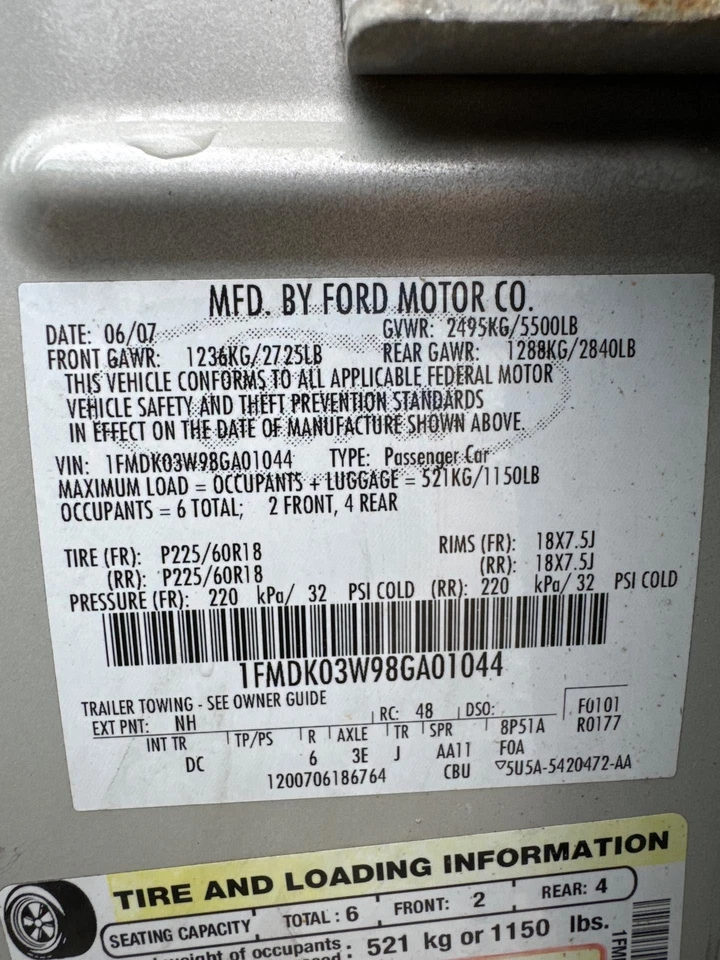 08 09 Pinza delantera izquierda ford taurus x Foto 3 de 4