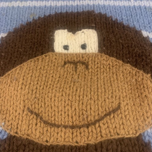 Ragsland Sweater Boy 3/4 Blue Long Sleeve Monkey VGUC Blue/brown Stripe - Picture 4 of 9