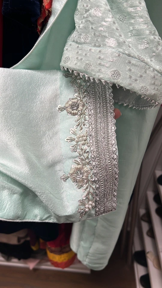 HANDMADE RAW SILK LIKE SUFFUSE  Sana Safinaz Asim Jofa SALWAR KAMEEZ MARIA B - Image 4 of 4