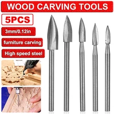 5Pcs Wood Carving Engraving Drill Bits Set Milling Cutter For Dremel Rotary Tool