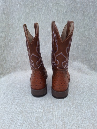 Roper Bumps Mens FAUX Leather Ostrich Western Boots SZ 12 Cowboy Brown Square - Picture 5 of 9