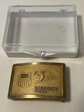 Union Pacific Railroad System Brass Belt Buckle With Original Box - Vintage