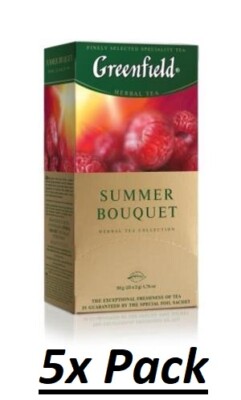 5x Tee Greenfield herbal SUMMER BOUQUET 25 Beutel чёрный чай со вкусом малины