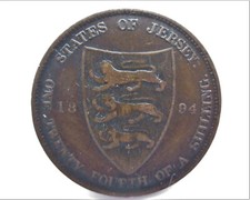 JERSEY 24th OF A SHILLING 1894    T-2   SNIFF,S  ANCIENT  COINS