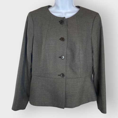 NEW | Talbots Womens Peplum Blazer | 14P | Brown | Stretch | MSRP$ 208 | Career