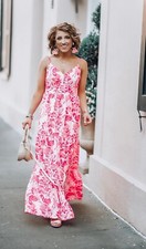 Lilly Pulitzer Melody Maxi Dress Coral Reef Tint Flamingle 6 PINK Flamingo NWT