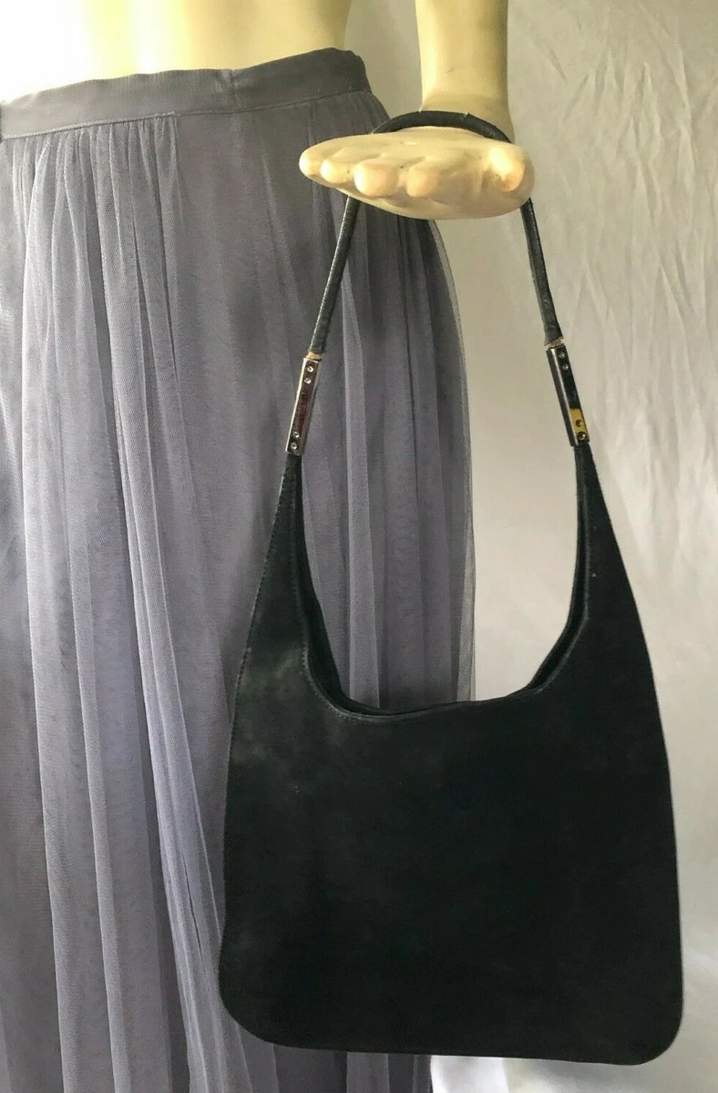 Gucci Black Suede Monogram Hobo Shoulder Bag For Sale at 1stDibs