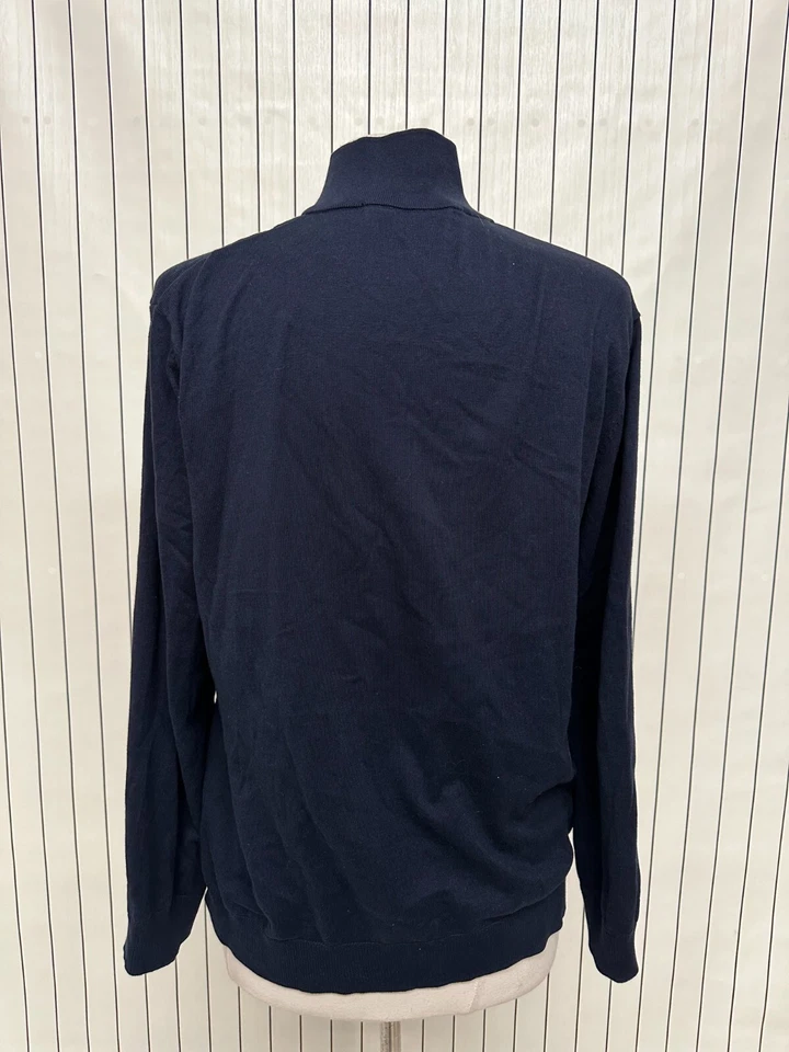 Выбранный свитер женщин синий вязаный длинным рукавом водолазка четверть молнии размер большой - Изображение 3 из 4