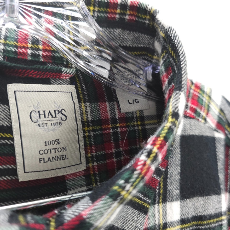 Chaps Men's Large Double Brushed flannel laid shirt 100 Red plaid