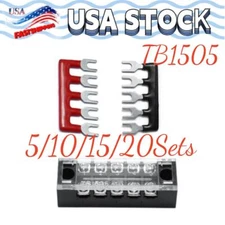 5 Positions Dual Row Screw Terminal Electric Barrier Blocks 600V 15A Strip US