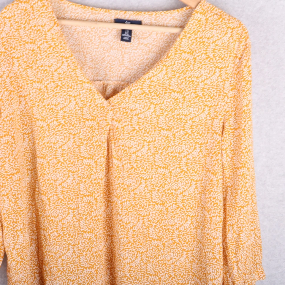 Blusa feminina Gap amarela paisley floral manga longa casual camisa social GG - Imagem 2 de 4