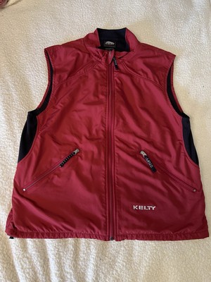 Kelty Mens Large Full Zip Packable Outdoor Hiking Active Vest red 